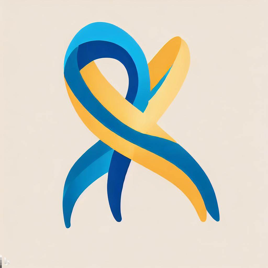 Blue and yellow Williams syndrome awareness ribbon