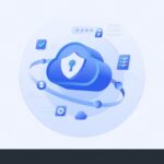 Cloud security shield protecting healthcare data with digital lock and binary code, representing healthcare technology.